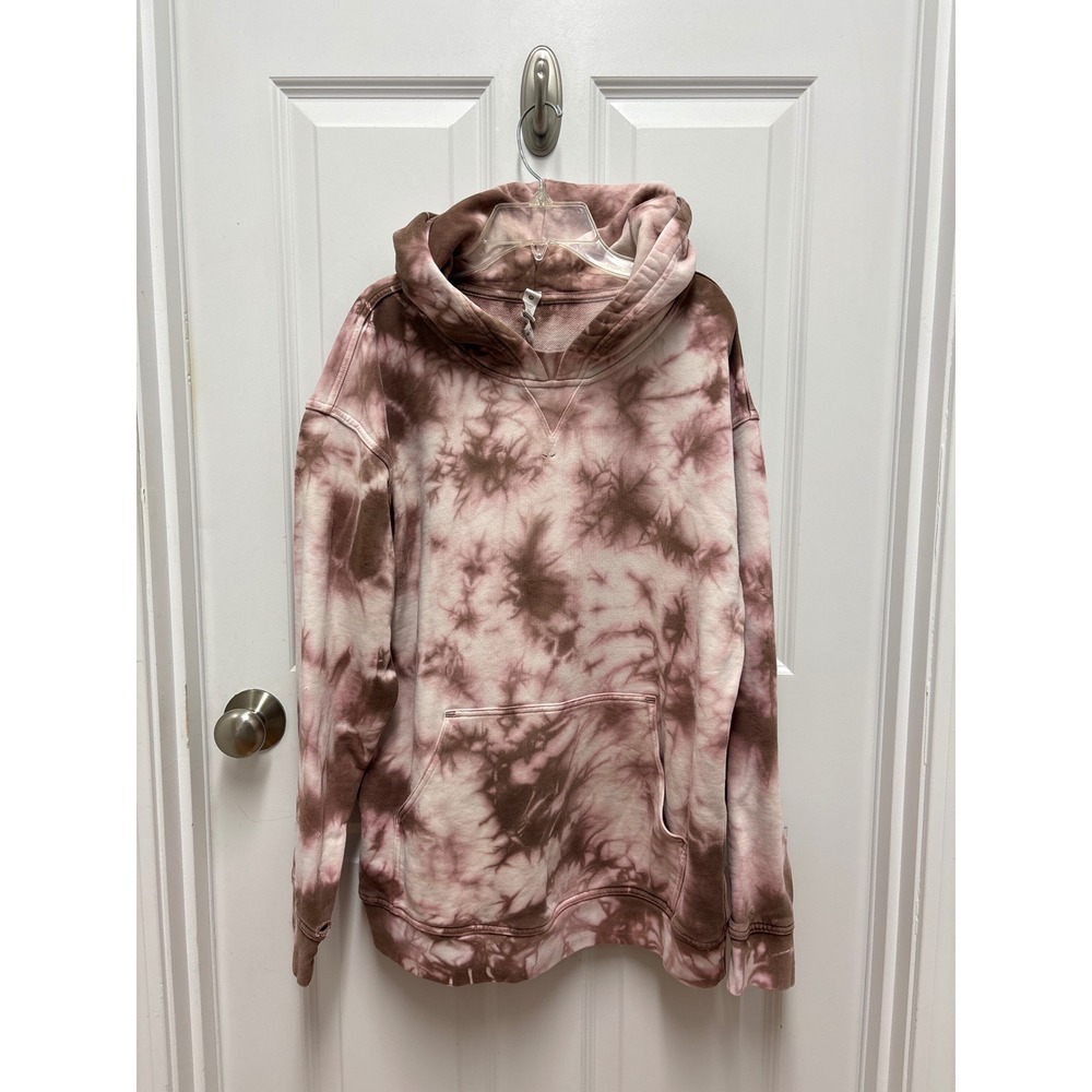 Lululemon All Yours Hoodie Pink Taupe Marble Tie Dye Oversized Cotton Size 10